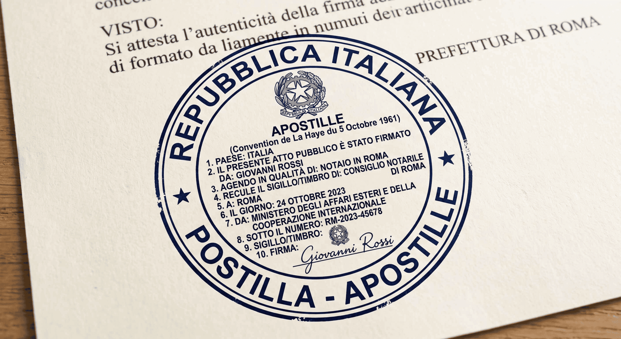 Apostille and sworn translation of Italian documents